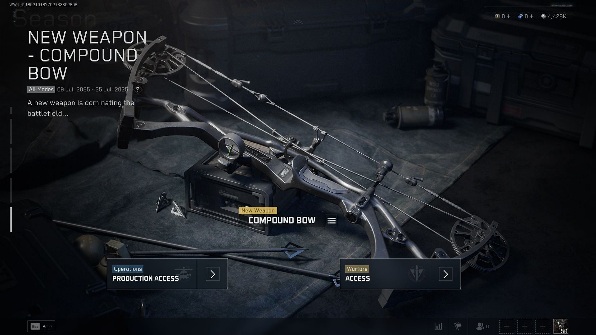 Unlock the new weapon from the Season Event tab (Image via Sportskeeda Gaming | TiMi Studio Group)